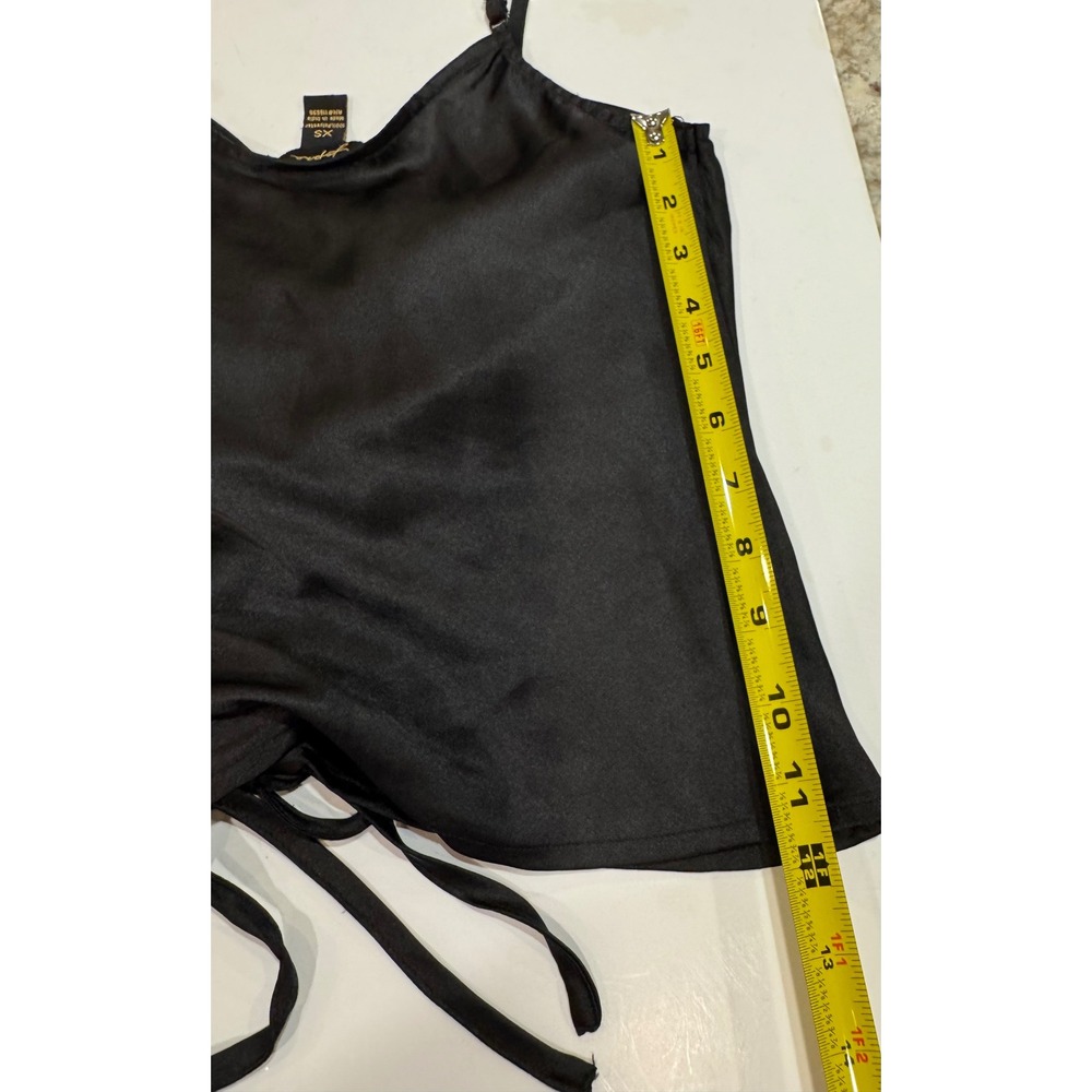 Japna Womens Black Satin Ruched Drawstring Front Camisole Top Size XS Adjustable - Picture 8 of 10